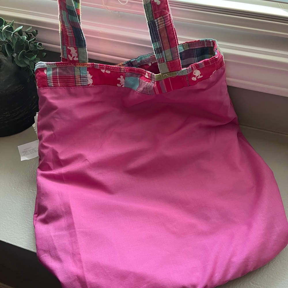 Disney Parks Pink Patchwork Mickey Mouse Tote - image 6